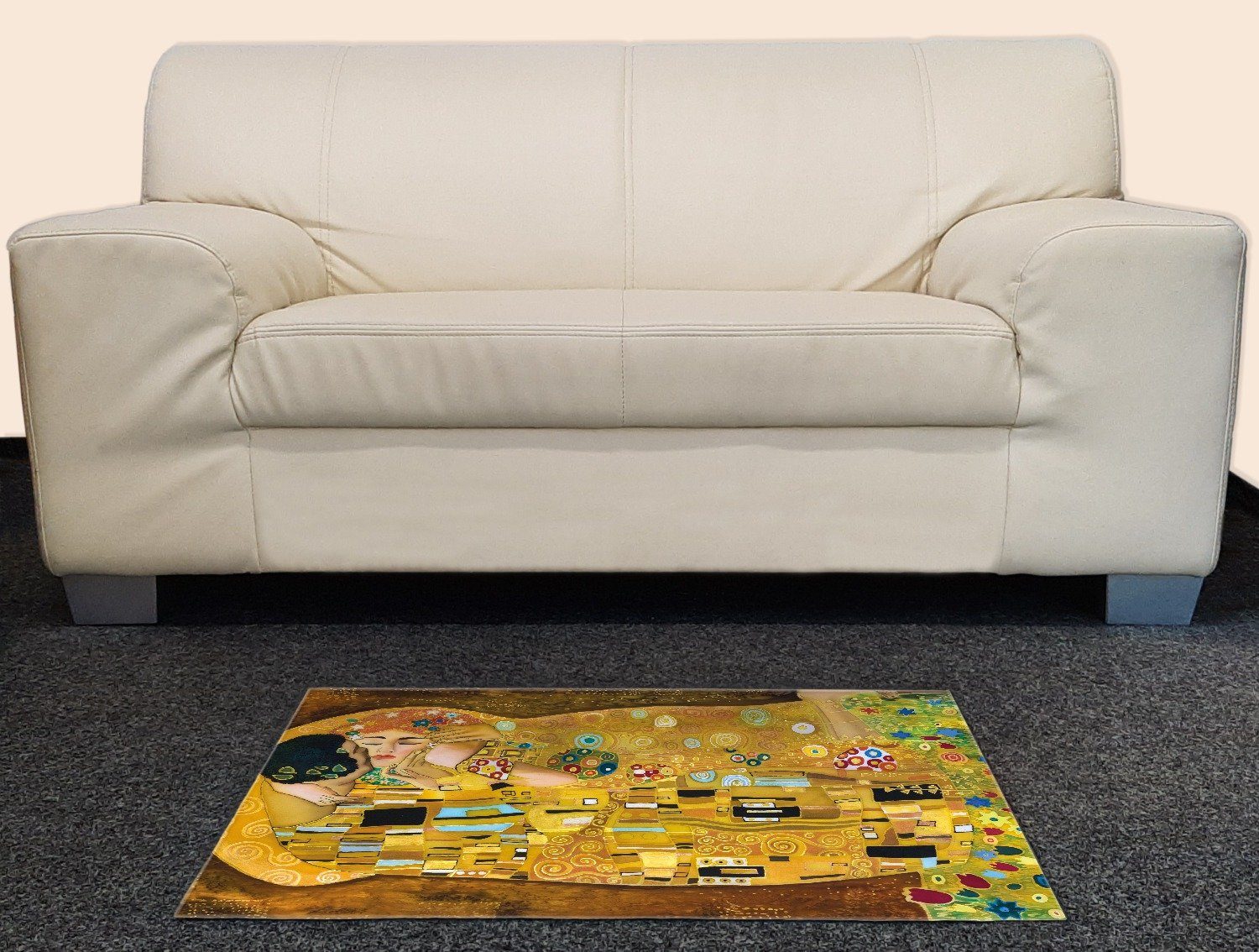 Wallario Teppich Der Kuss von Klimt, rechteckig, rutschfest