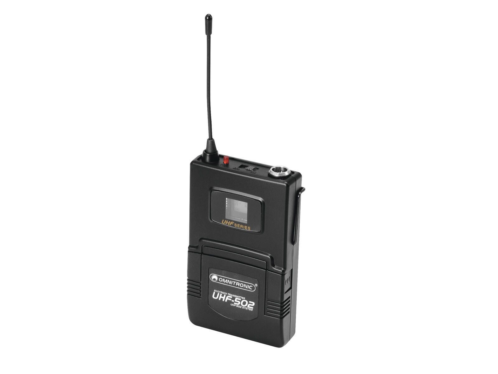 Mikrofon OMNITRONIC UHF-502 Taschensender 823-832MHz, inkl. Lavalier (orange)