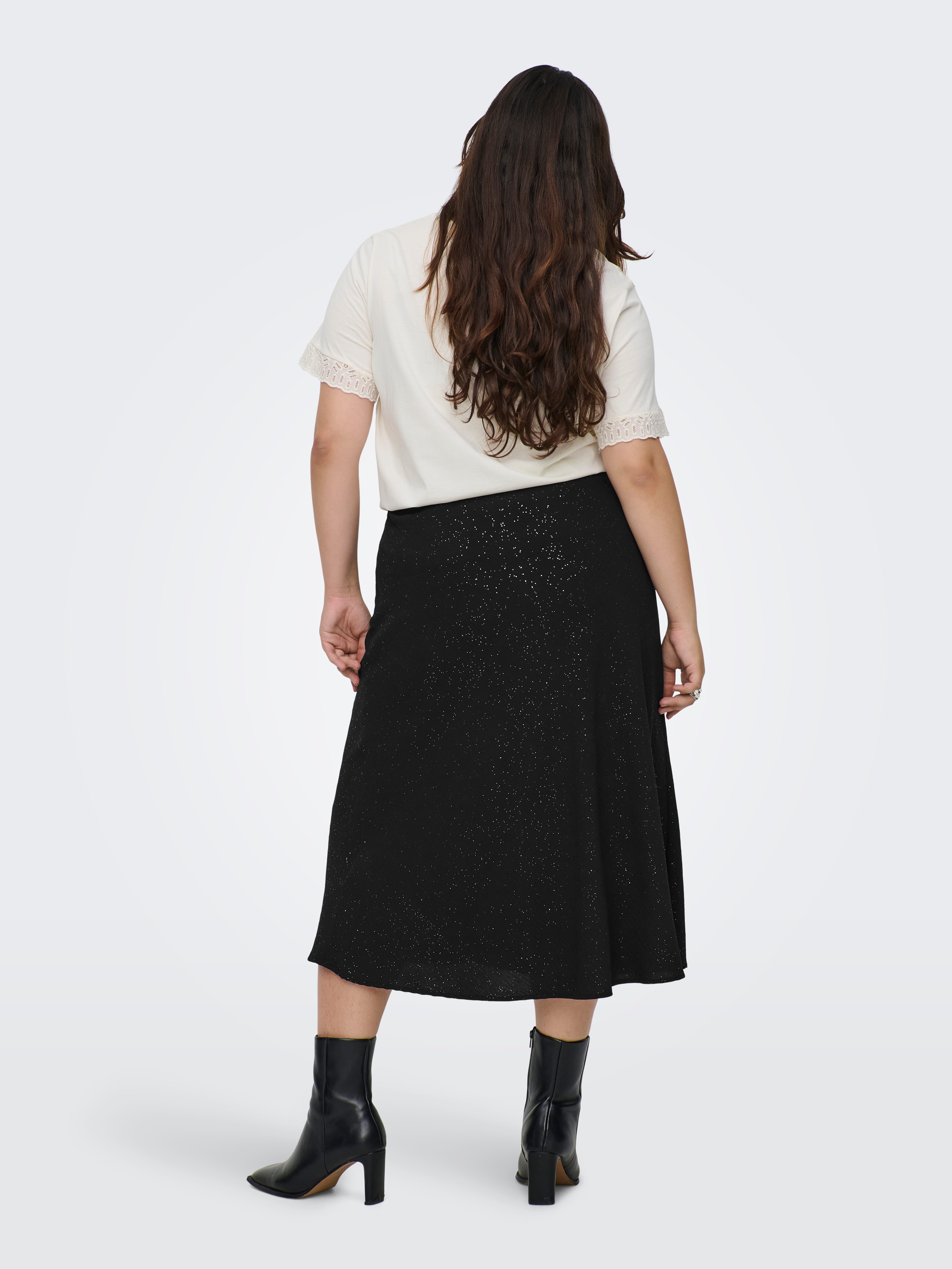 ONLY CARMAKOMA Midirock CARJOSEE METTA LIFE MIDI SKIRT WVN mit Glitzer Effekt