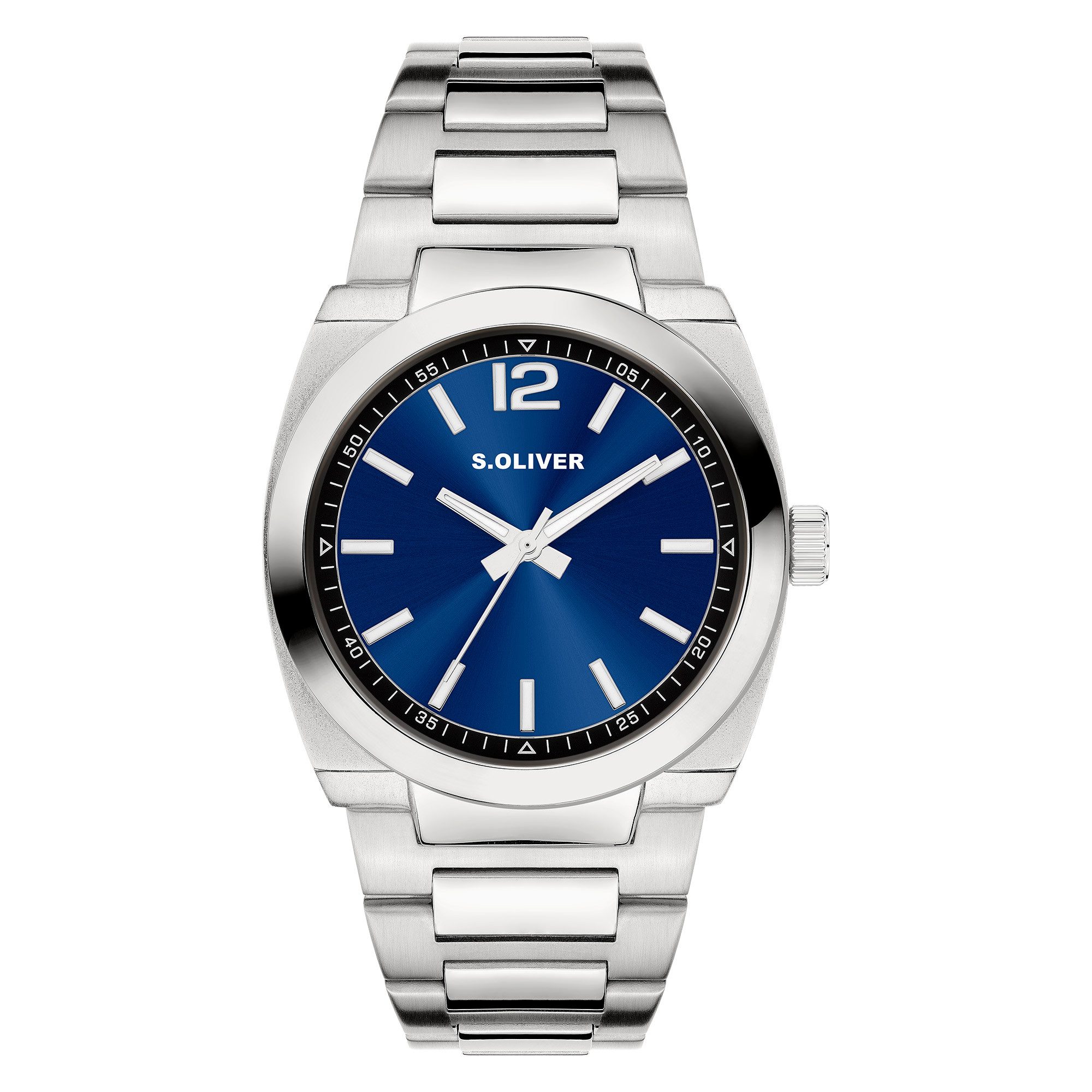 s.Oliver Quarzuhr Retro Time SO-4460-MQ, Armbanduhr, Herrenuhr, Edelstahlarmband, analog
