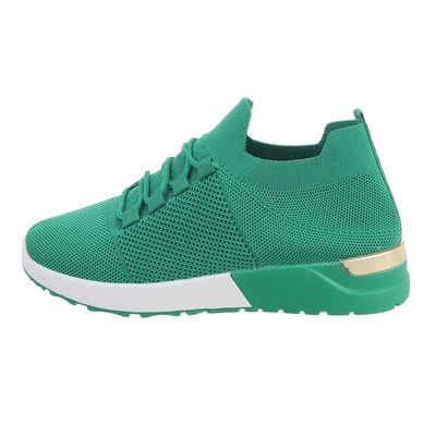 Ital-Design Damen Low-Top Freizeit Sneaker Flach Sneakers Low in Grün