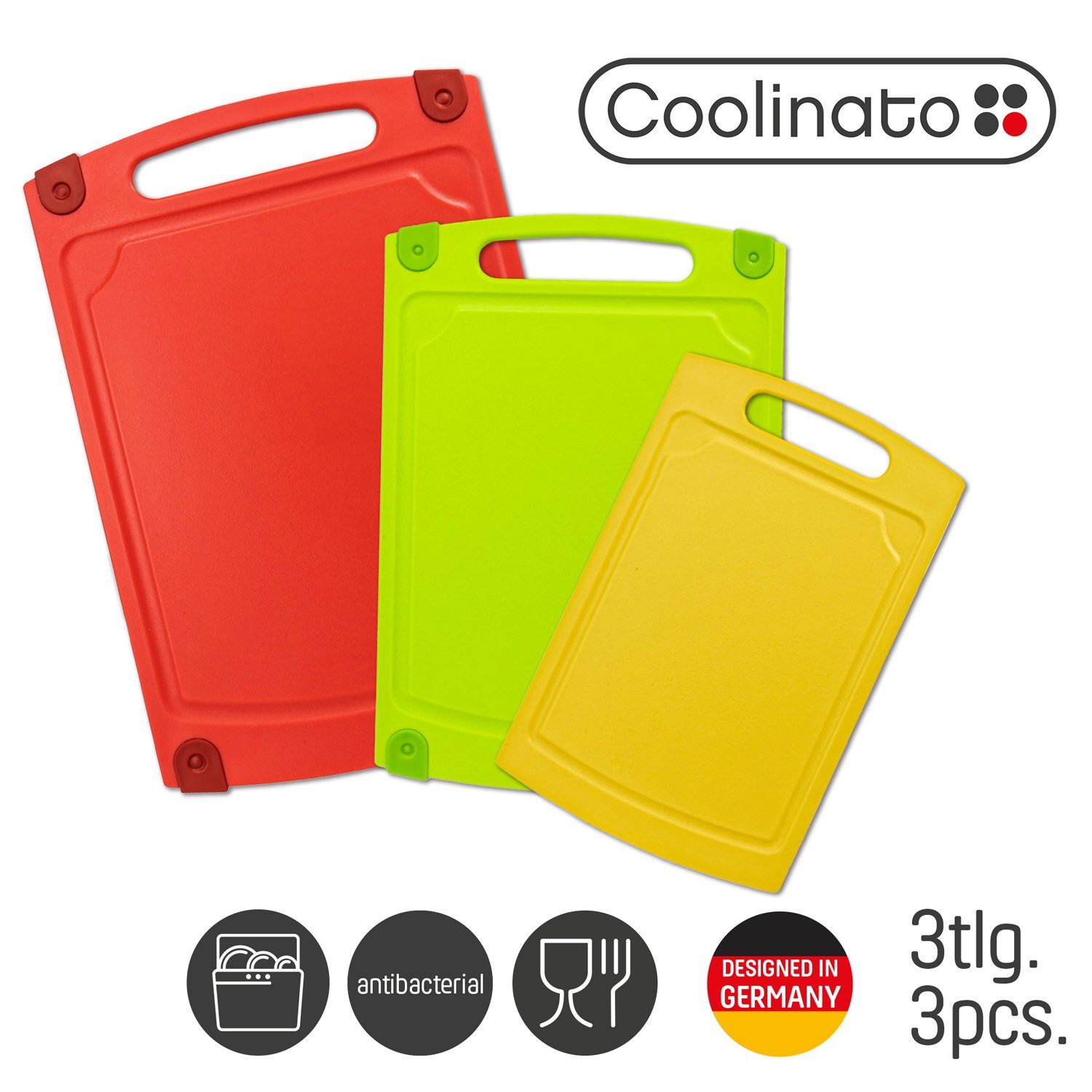 Coolinato Schneidebrett 3tlg Set versch Grössen bunt