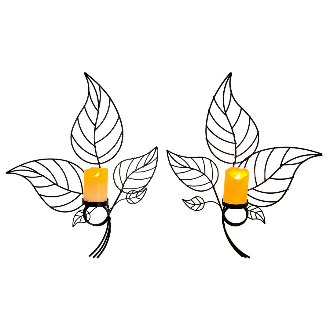 abc HOME Wanddekoobjekt Wanddeko Blätter, LED-Kerzen, Flackereffekt, 2er Se günstig online kaufen