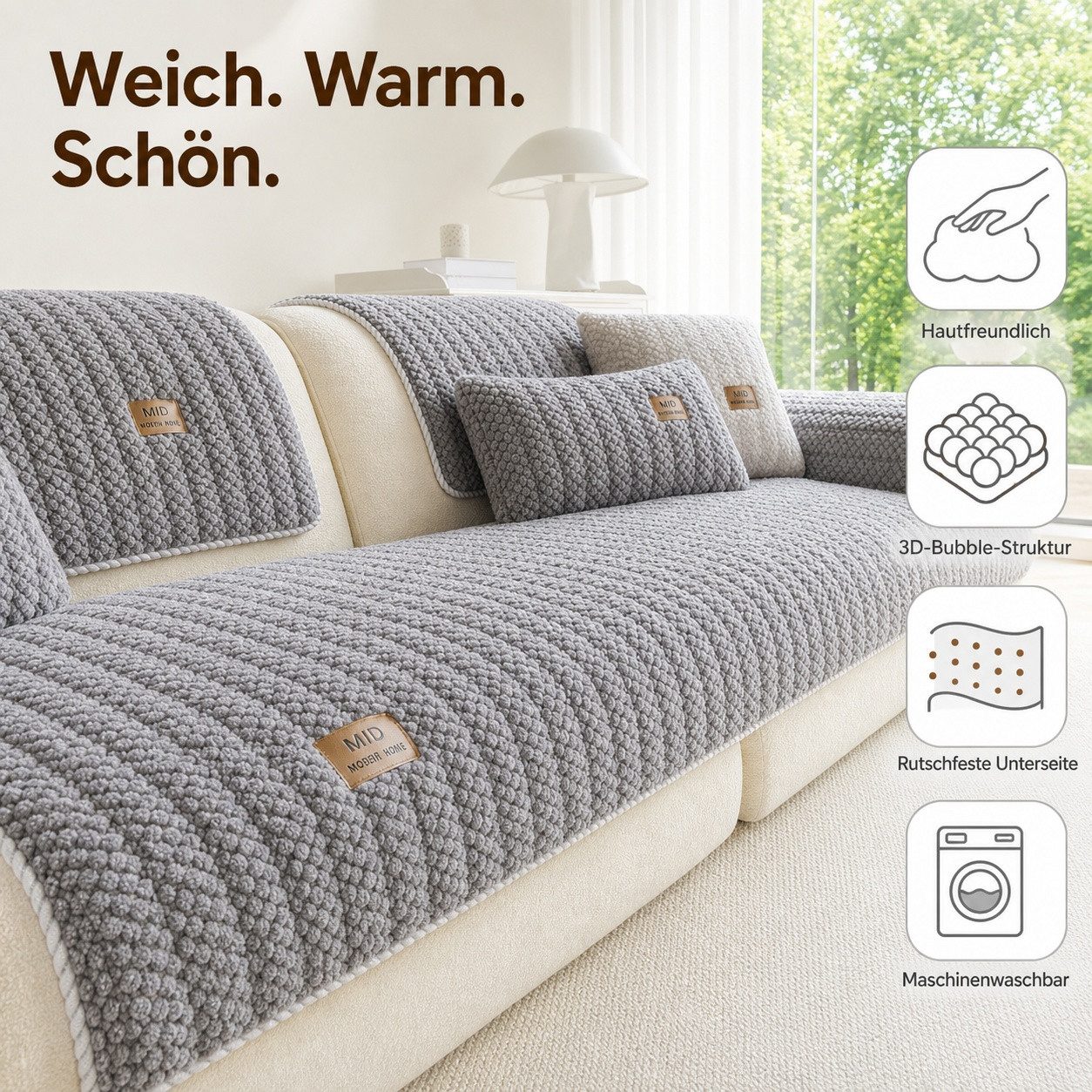 Diwzbyn Sofaschoner Neu Dicke rutschfest Sofa überzug Weich Sofabezug Sofaschutz, Universal Sofabezug Waschbare, Sofa Cover für Hunde Haustiere – Bild 2 von 5