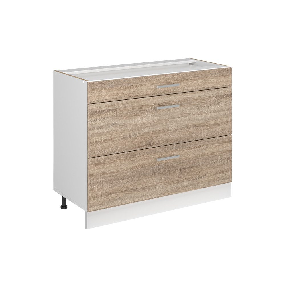 Vicco Unterschrank R-Line, Sonoma/Weiß, 100 cm ohne Arbeitsplatte (1-St)