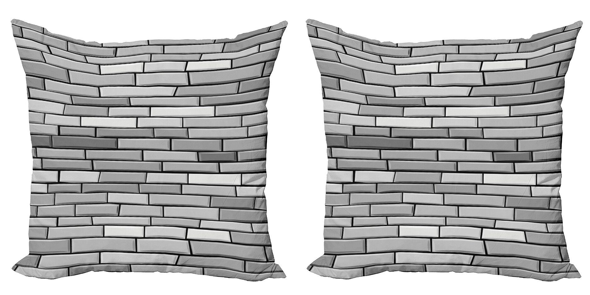 Kissenbezüge Modern Accent Doppelseitiger Digitaldruck, Abakuhaus (2 Stück), Grau Brick Wall English Style