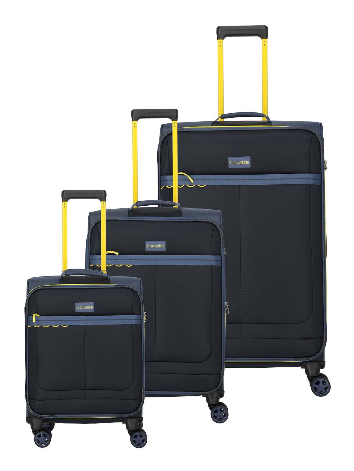 travelite Trolleyset 4W Trolley L / M+ / S, 4 Rollen, (Set, 3 tlg)