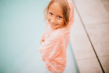 Seidenmädchen Badeponcho Kinder Poncho FORMENTERA recycelt, Knielang, Kapuze, Zum Überziehen, mit Kapuze, recycelt, nachhaltig, weich, atmungsaktiv