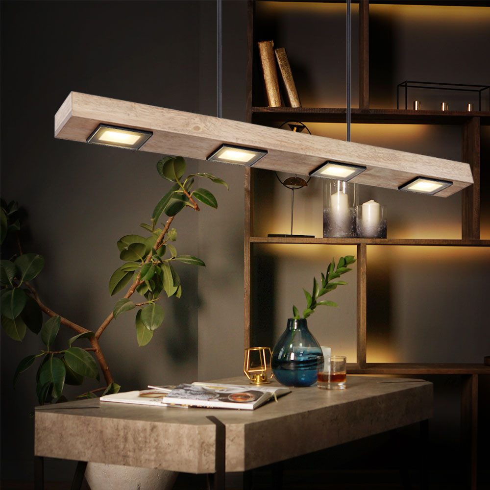 GLOBO LIGHTING LED-Hängeleuchte, LED-Leuchtmittel fest verbaut, Warmweiß, Pendelleuchte Holz Rustikal LED Hängeleuchte Esstisch Holzleuchte