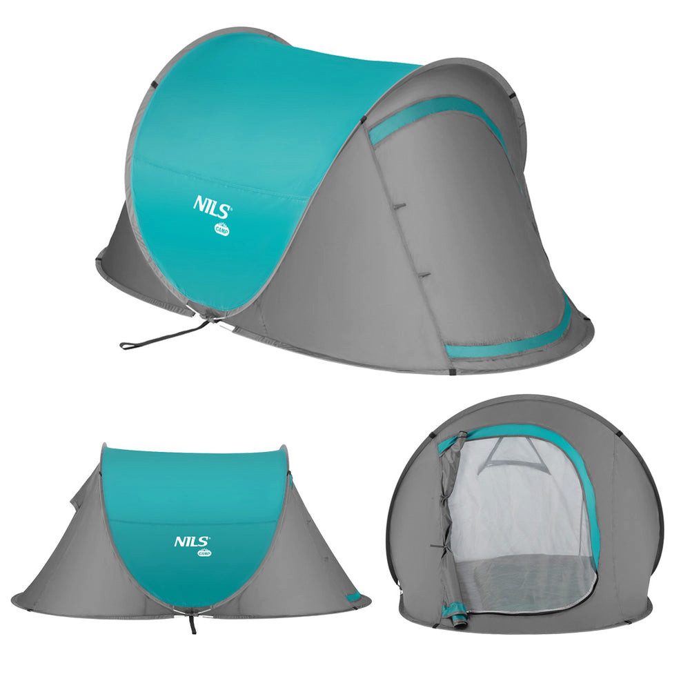NILS CAMP Faltzelt NC3743 Campingzelt Pop-Up Zelt, Personen: 2 (Spar-Set, 1 tlg., Anti-UV-Beschichtung), schnellen Aufbau in Sekunden ohne Aufwand