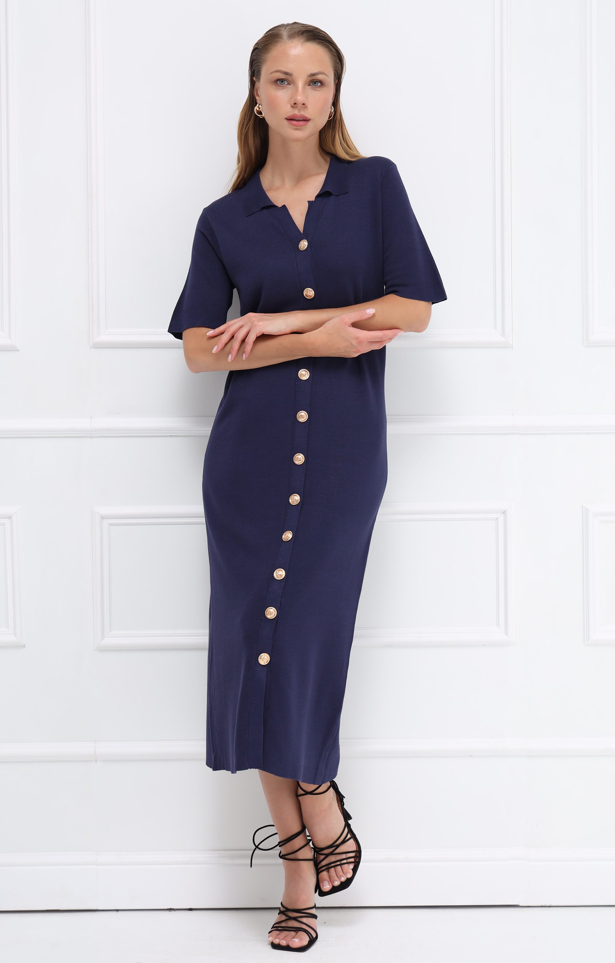 Passioni Midikleid mit durchgehender Knopfleiste günstig online kaufen