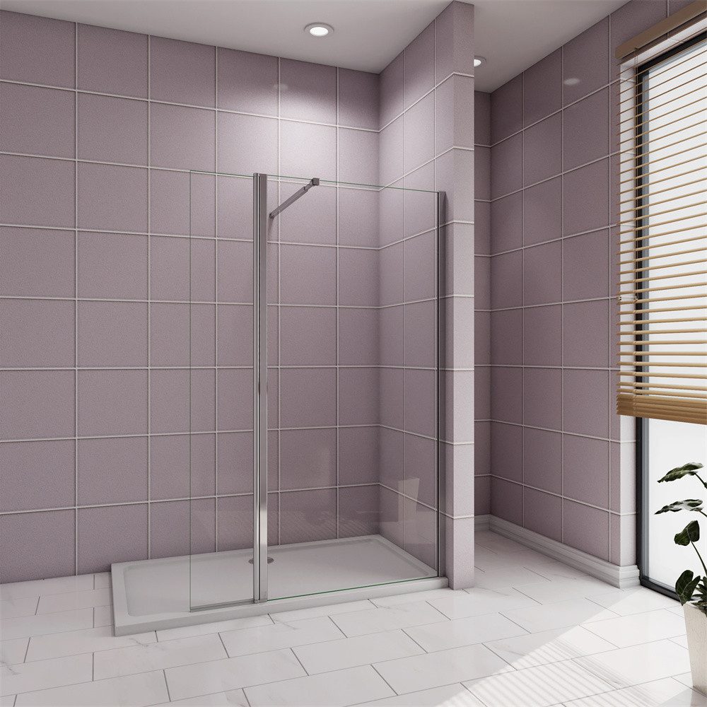 AICA Duschwand Walk in Dusche 8mm Nano Echtglas Duschkabine Glas Dusche, Einscheibensicherheitsglas, (Set), NanoGlas