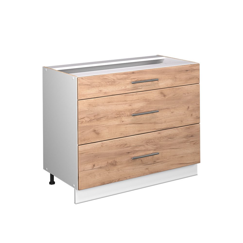 Vicco Unterschrank Fame-Line, Goldkraft Eiche/Weiß, 100 cm, AP Eiche (1-St)