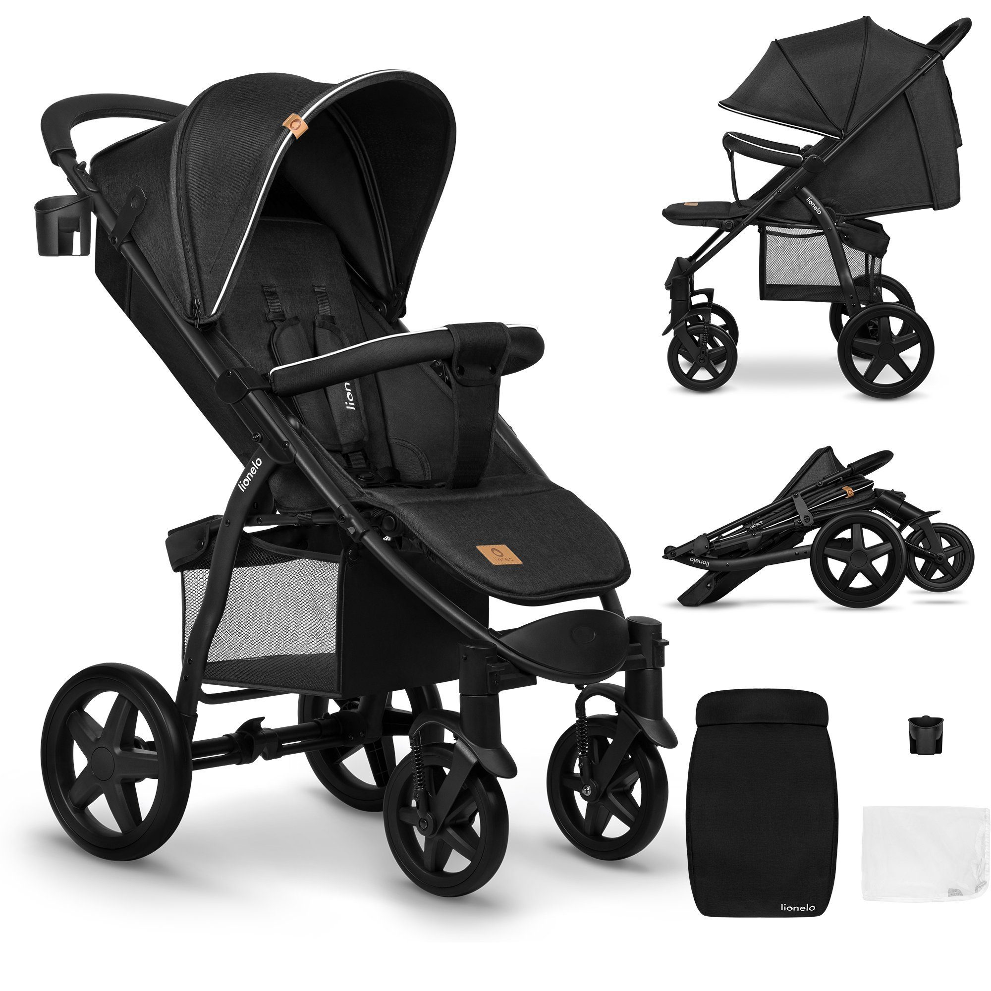 lionelo Kinder-Buggy ANNET PLUS, Fußdecke, großer Korb, ab 0 bis 36 Monate