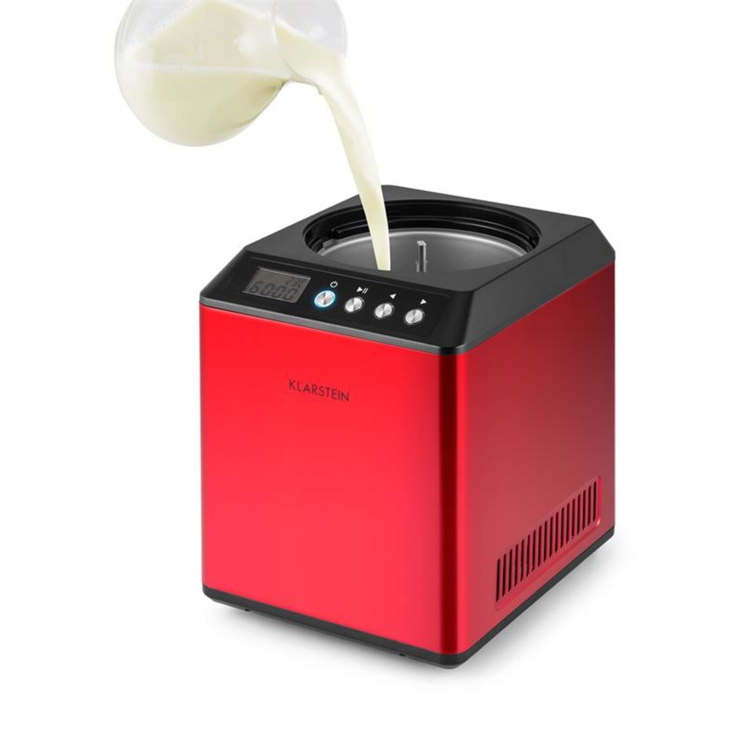 Klarstein Eismaschine Vanilla Sky, 2 l, 180 W, Eisbereiter Eismaschine ohne Vorkühlen für Sorbet & Frozen Yogurt