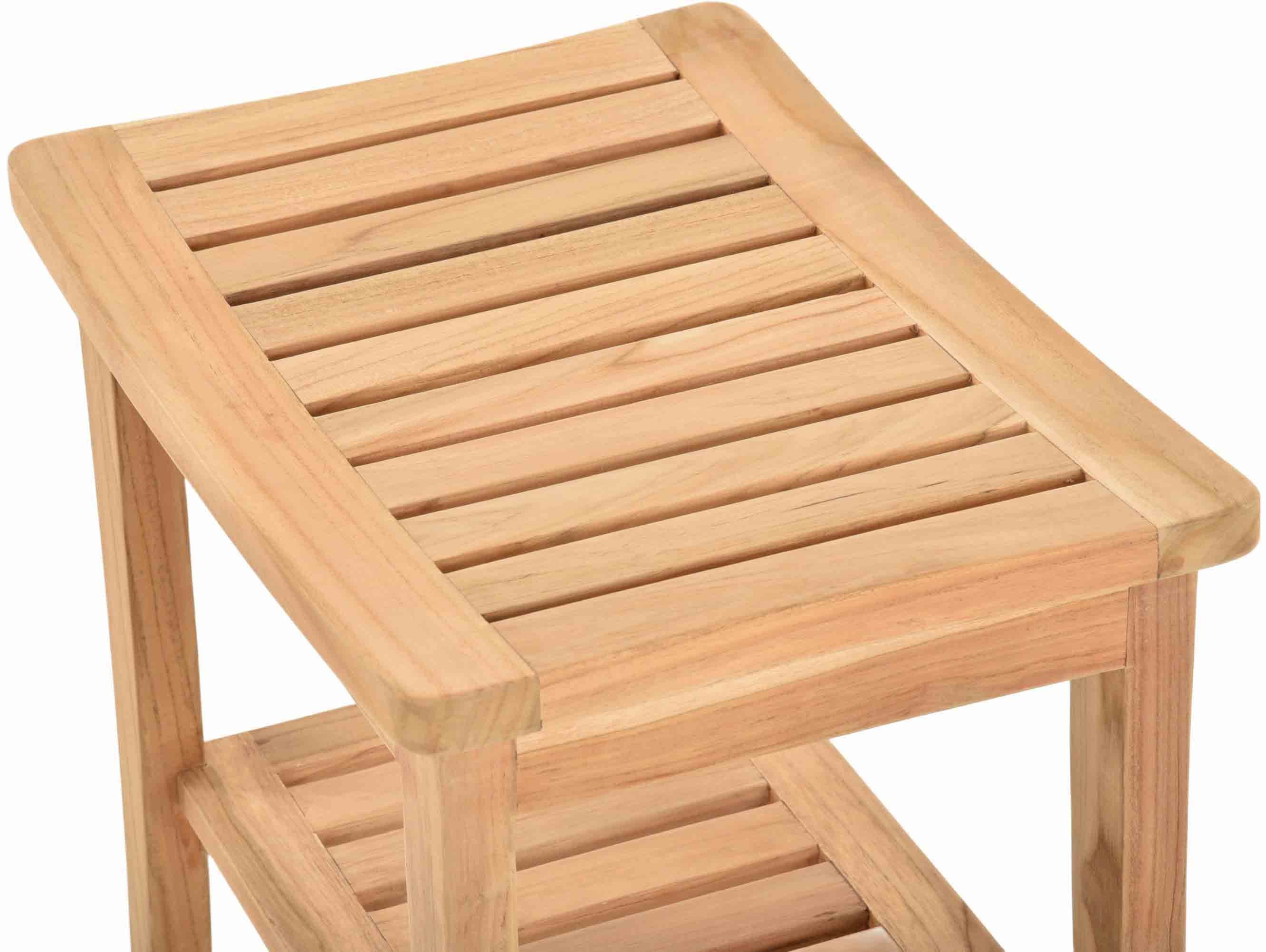 Krines Home Sitzhocker Teak Hocker, Massiver Teakholz Sitzbank, Holzbank mi günstig online kaufen