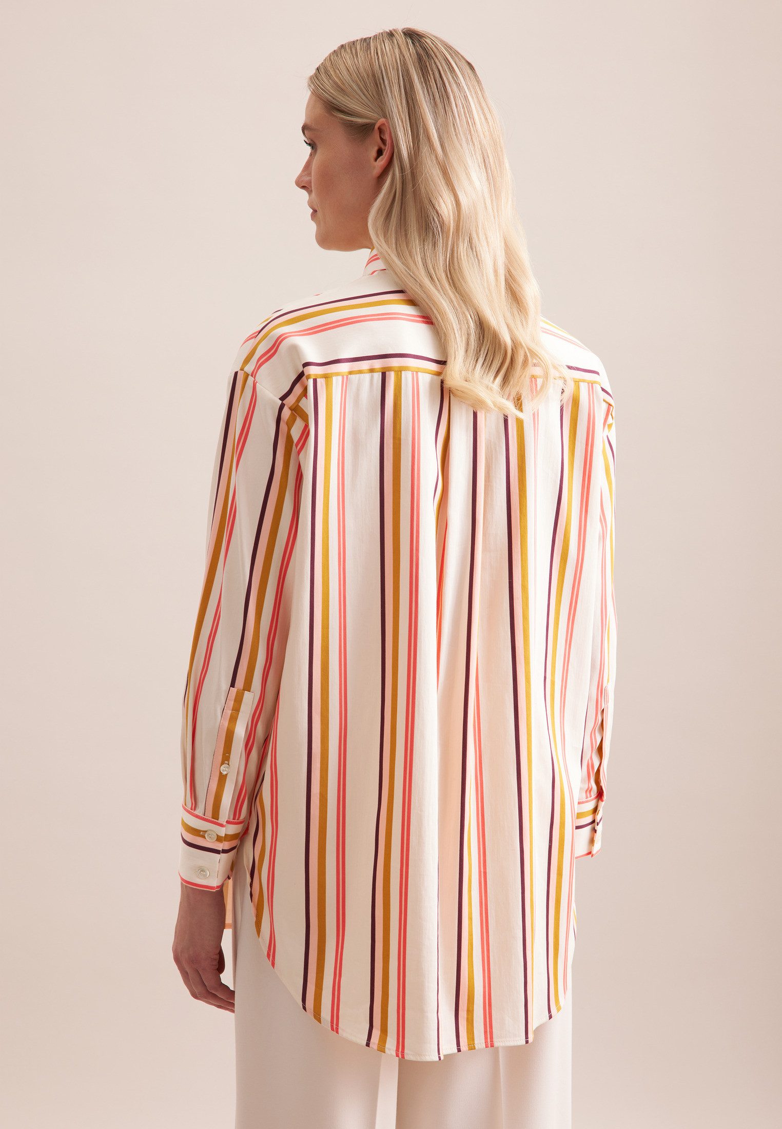 seidensticker Longbluse Schwarze Rose 1/1 Kragen Streifen