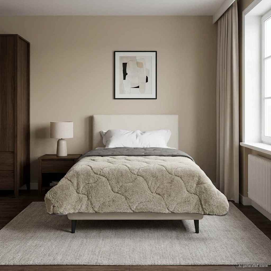vidaXL Bett Ganzjahresbettdecke Gepolstert Hellgrau 135 x 200 cm (1-tlg) – Bild 4 von 5