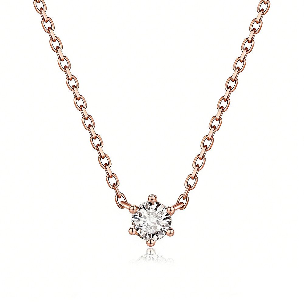 Sternvoll Goldkette 18K Gold Solitär Collier 0.35 ct Diamant IGI-zert.