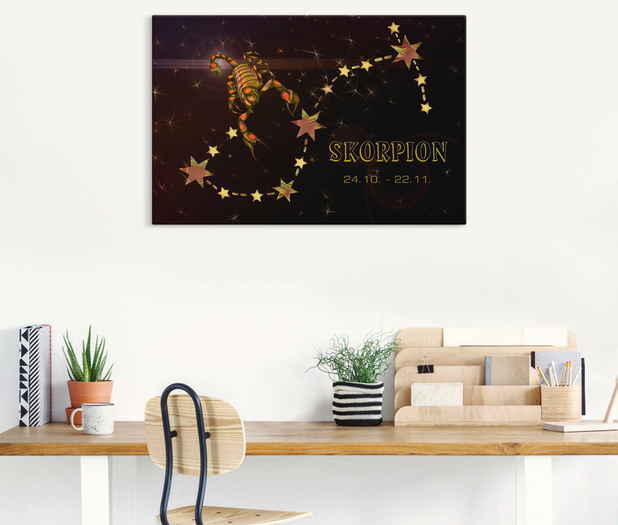 Artland Wandbild Sternzeichen - Skorpion, Bilder von Sternzeichen (1 St), als Leinwandbild, Poster in verschied. Größen
