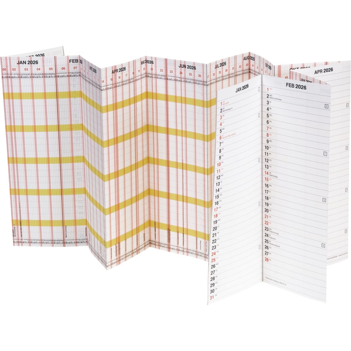 BRUNNEN Jahresplaner Urlaubsplaner Planorama 138x29,5cm 2026 (5 Stück)