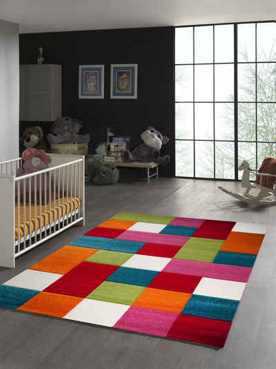 Kinderteppich Kinderteppich Karo Muster Multicolour, TeppichHome24, rechteckig, Höhe: 1.3 mm