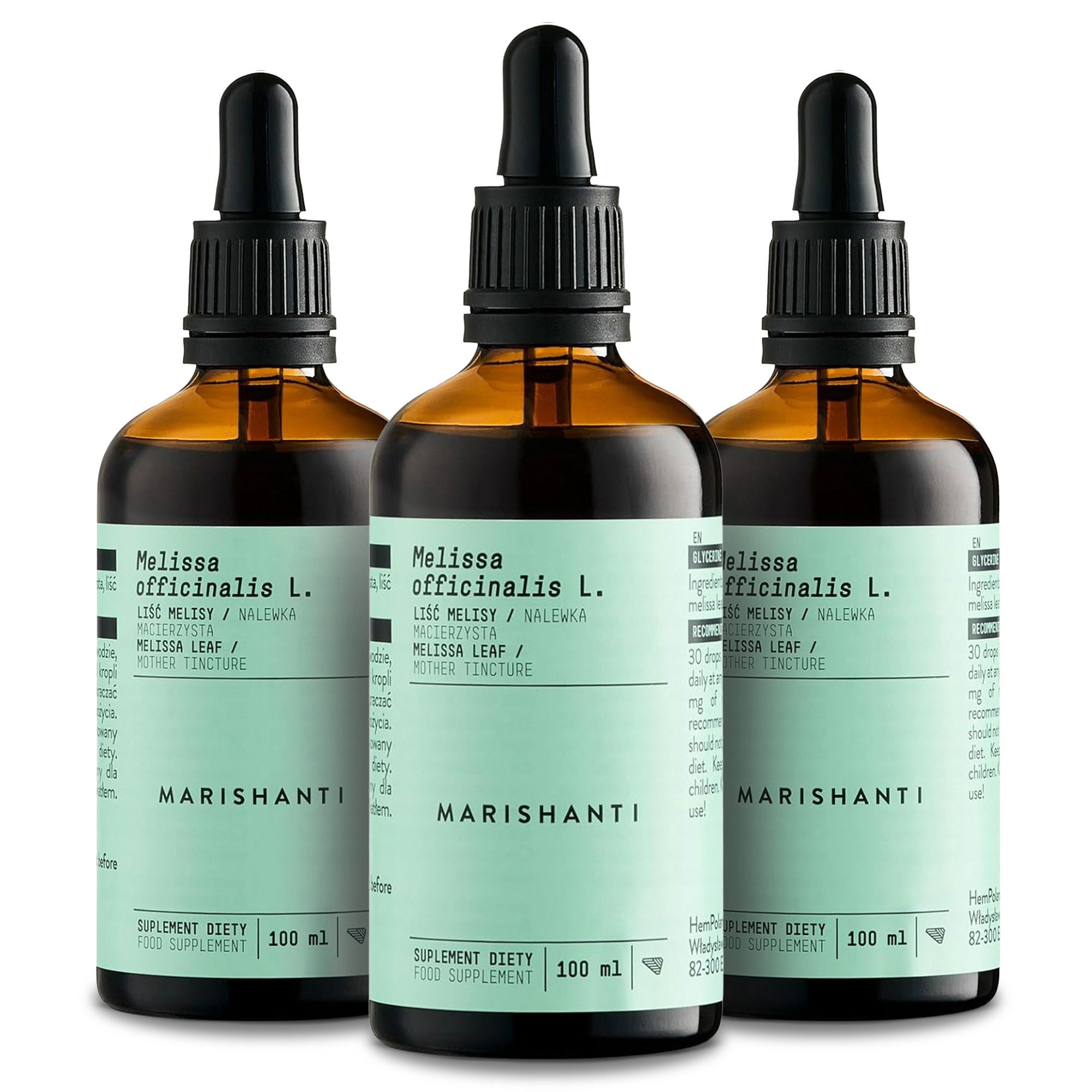 MARISHANTI Melissen Extrakt – alkoholfreie Tropfen, pflanzliche Tinktur aus den Blättern der Zitronenmelisse (Melissa officinalis) à 300 ml, – Vegan