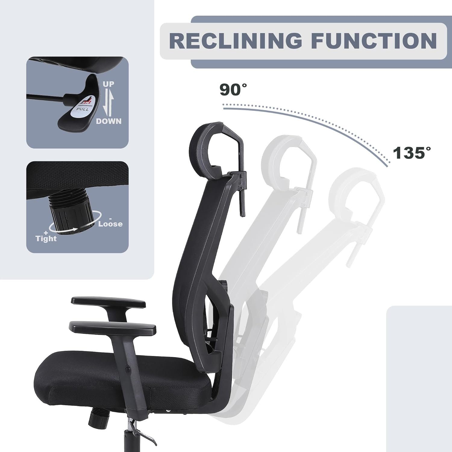 Chair Office mit Bürostuhl, Kopfstütze und Schreibtischstuhl Verstellbarer Youhauchair