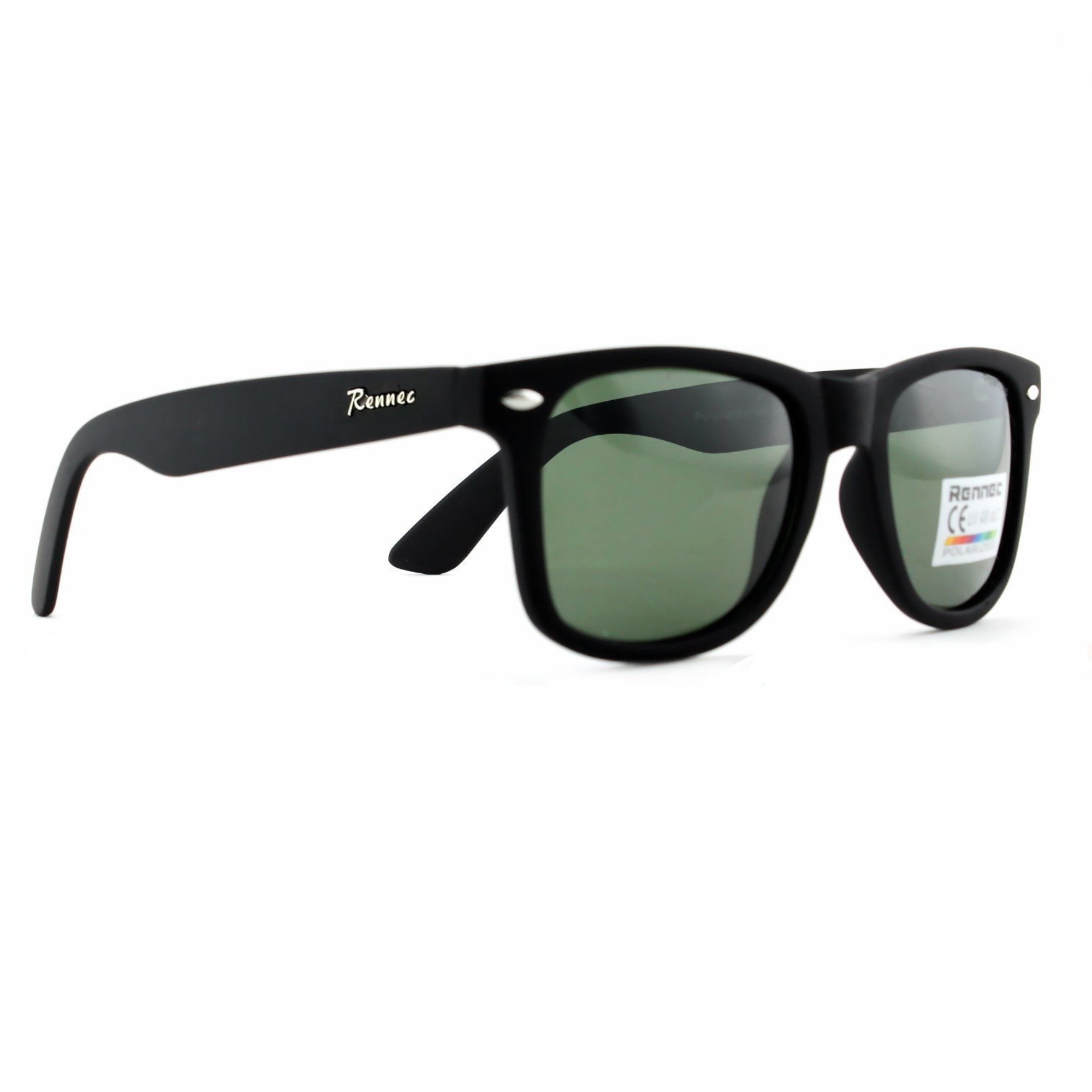 Rennec Sonnenbrille Oval Polarisiert Nerd Brille UV400 Damen Herren Retro Angelbrille Polbrille mit schwimmfähigen Hardcase