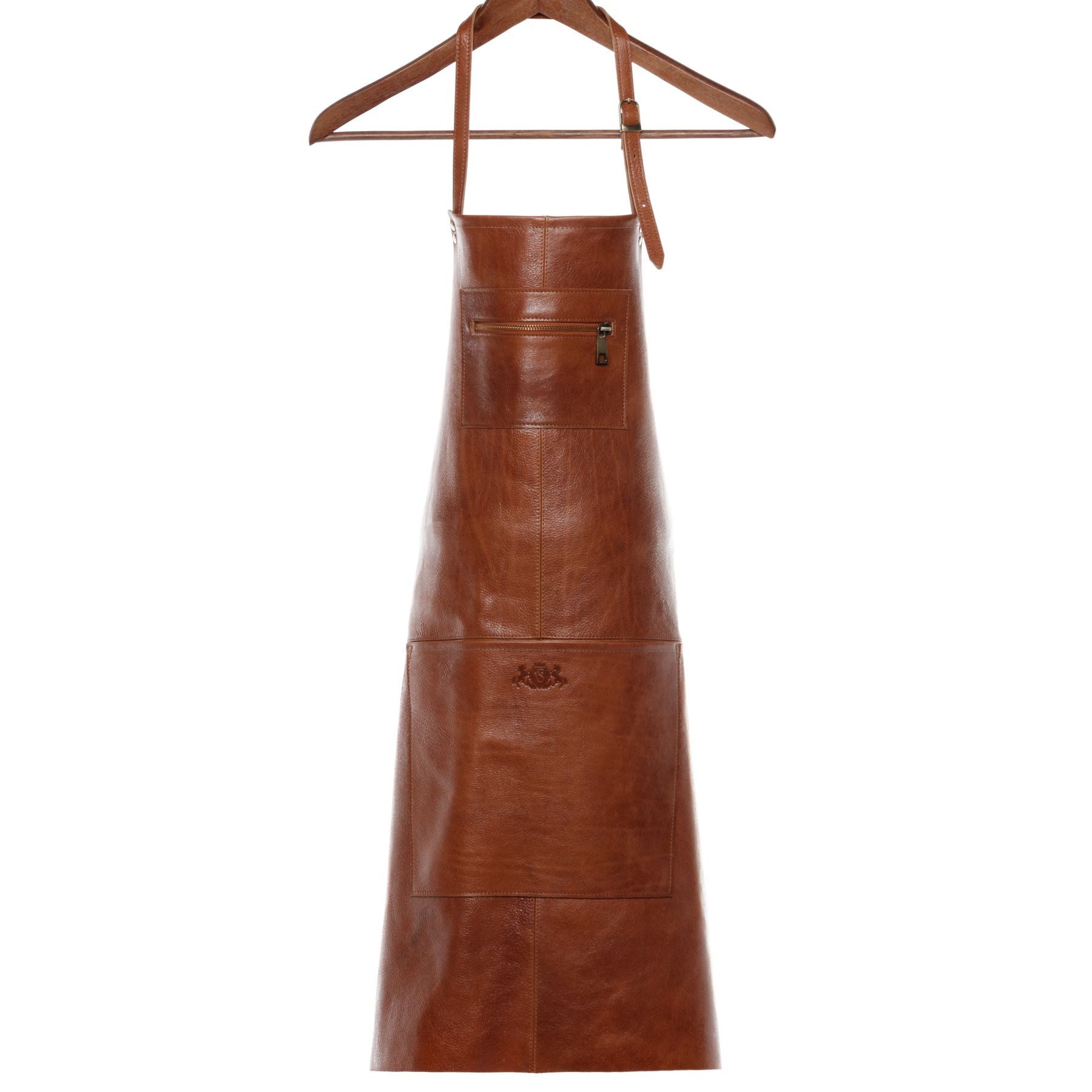 SID & VAIN Grillschürze echt Leder specials groß hell-crunchy-tan, Kochschürze echt Leder Unisex, Lederschürze BBQ, Schürze braun