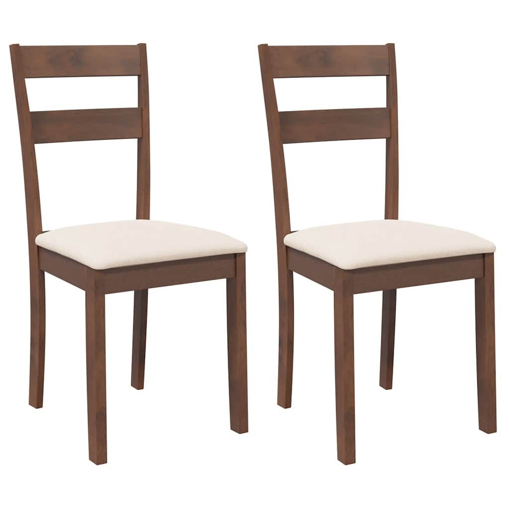 vidaXL Esszimmerstuhl Esszimmerstühle mit Kissen 2 Stk. Braun Massivholz Gummibaum (2 St)