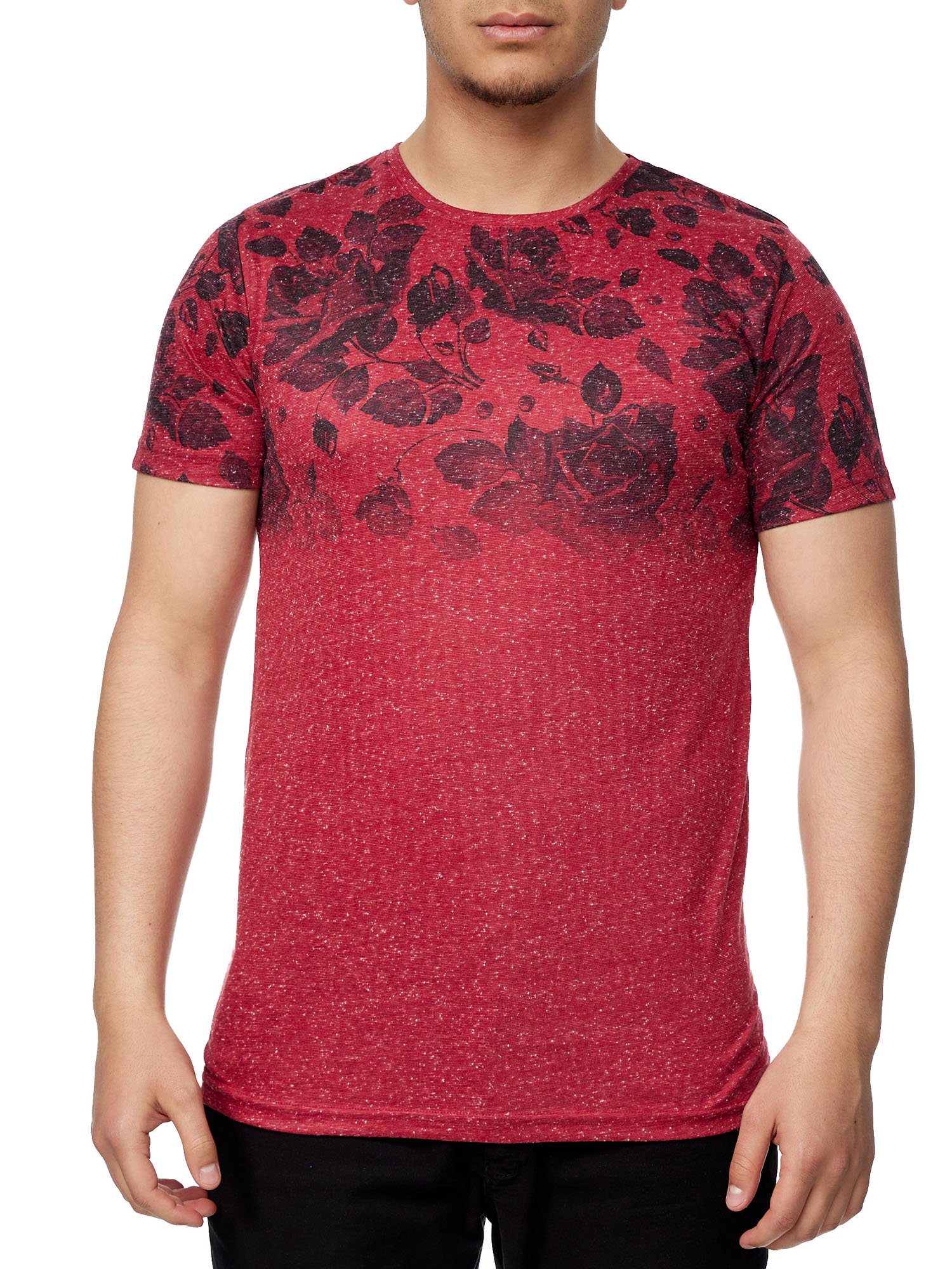 John Kayna T-Shirt John Kayna T Shirt Herren Tshirt Tee T-Shirt für (im modischem Design) Fitness Freizeit Casual Rot