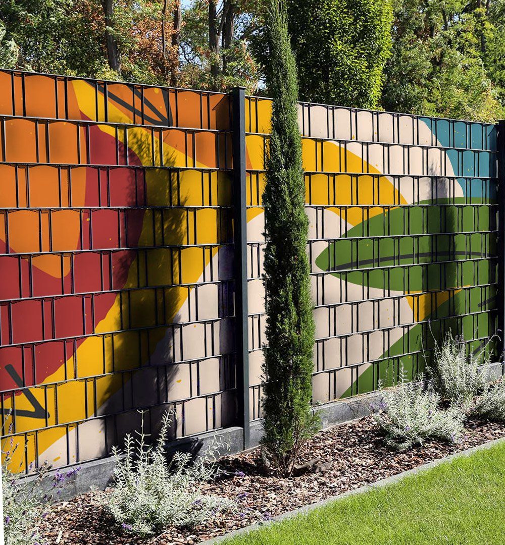 Thumbnail - MyMaxxi Sichtschutzstreifen Sichtschutzstreifen Abstrakte Blätter Sichtschutz Garten Zaun, (Abstrakte Blätter)