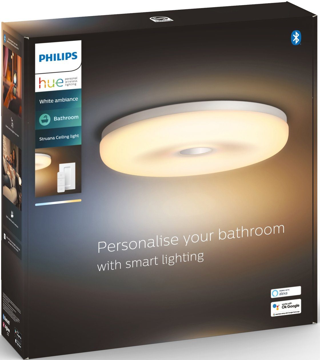 LED Hue Struana, LED Philips Warmweiß fest Dimmfunktion, integriert, Deckenleuchte