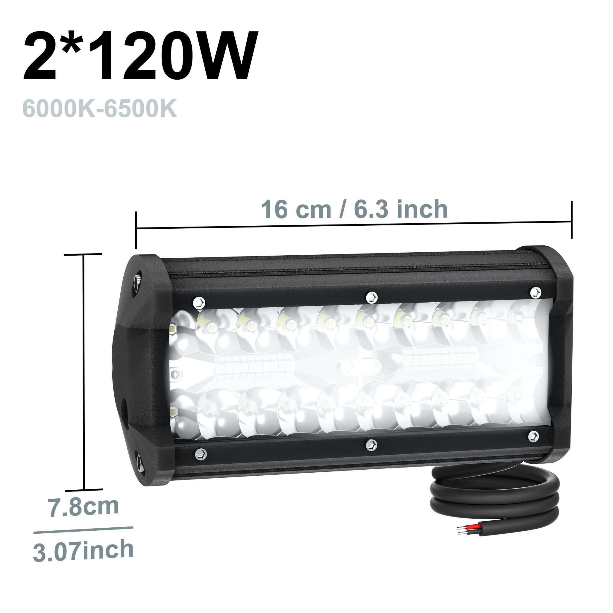 FIVMEN LED Scheinwerfer LED Arbeitsscheinwerfer 6 Zoll 120W Cree LED, LED fest integriert