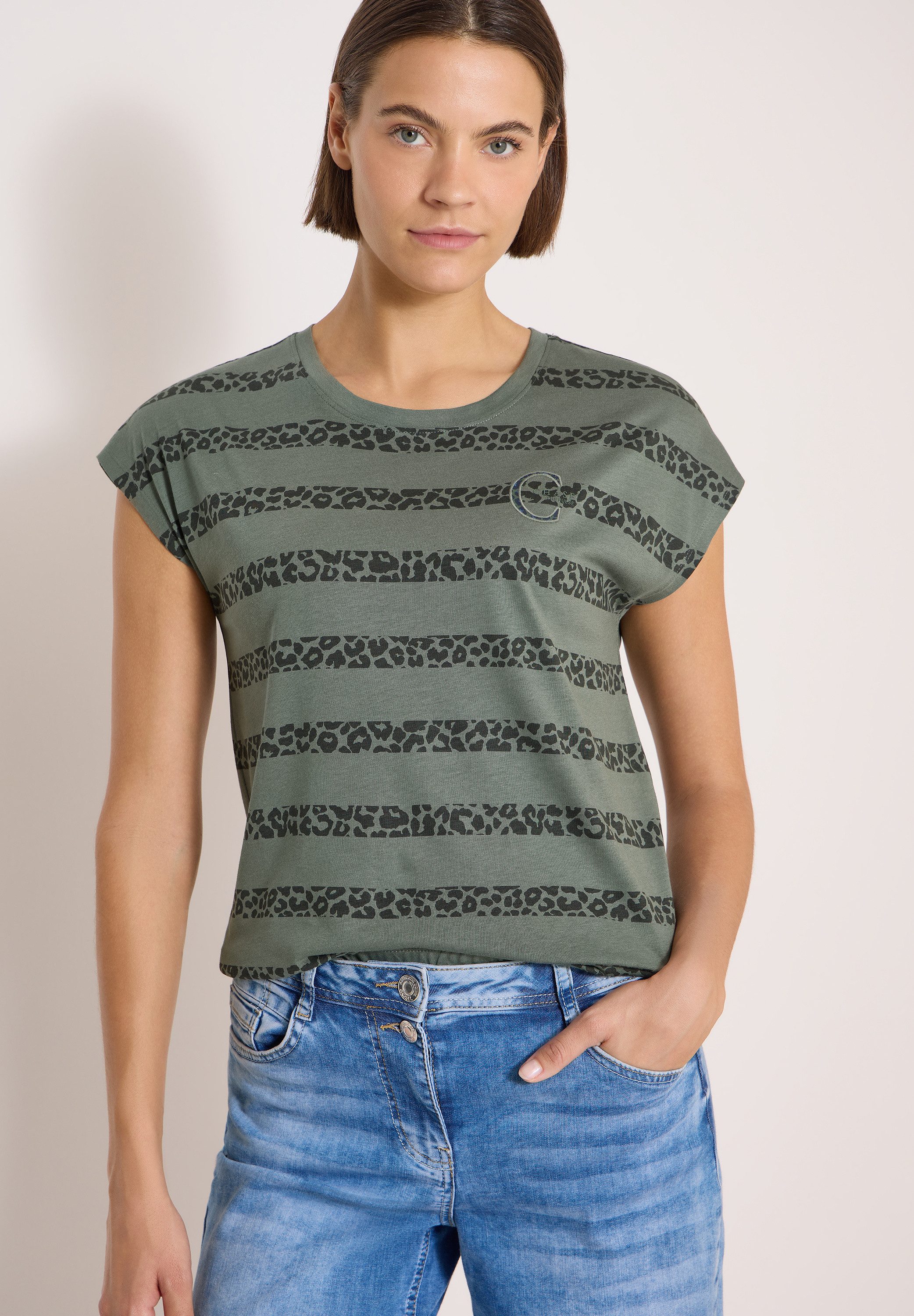CECIL T-Shirt mit Leo-Streifen