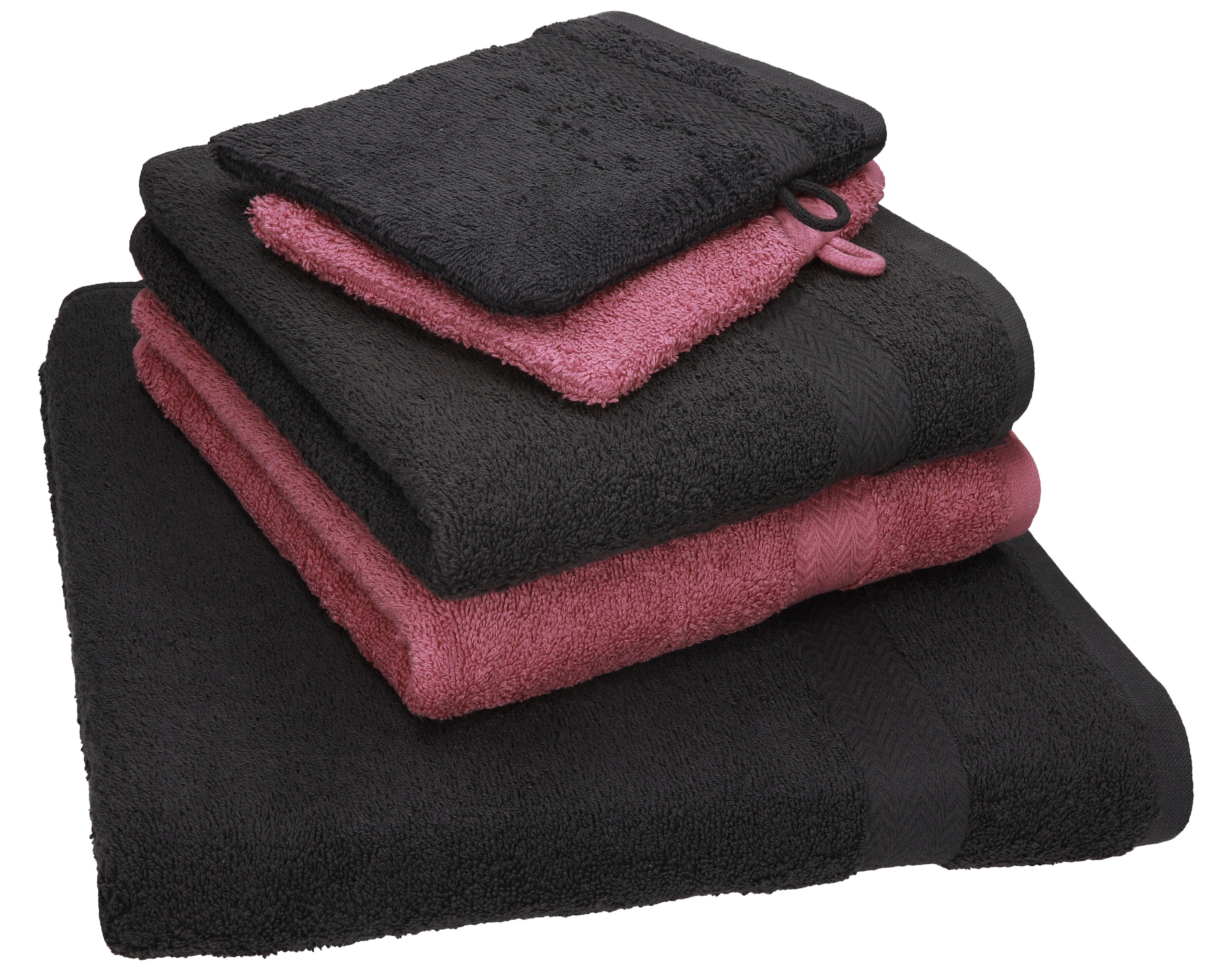 100% 100% graphit SINGLE Baumwolle 2 Set und Handtuch grau 1 Baumwolle TLG. Duschtuch Handtuch PACK beere 5 2 Handtücher Waschhandschuhe, Betz Set