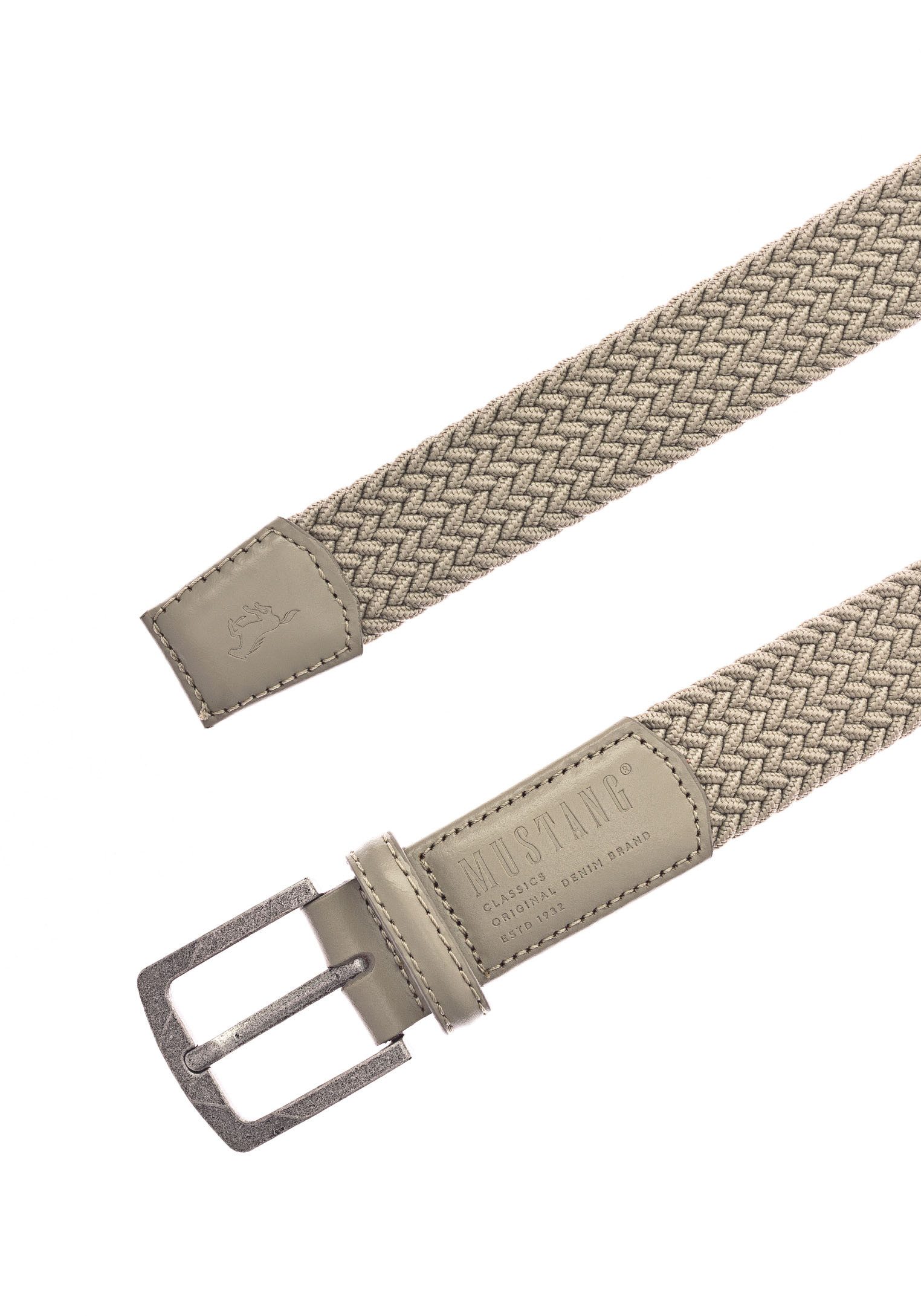 MUSTANG Flechtgürtel Elastisch in Flechtoptik, mit markanten Lederdetails, günstig online kaufen