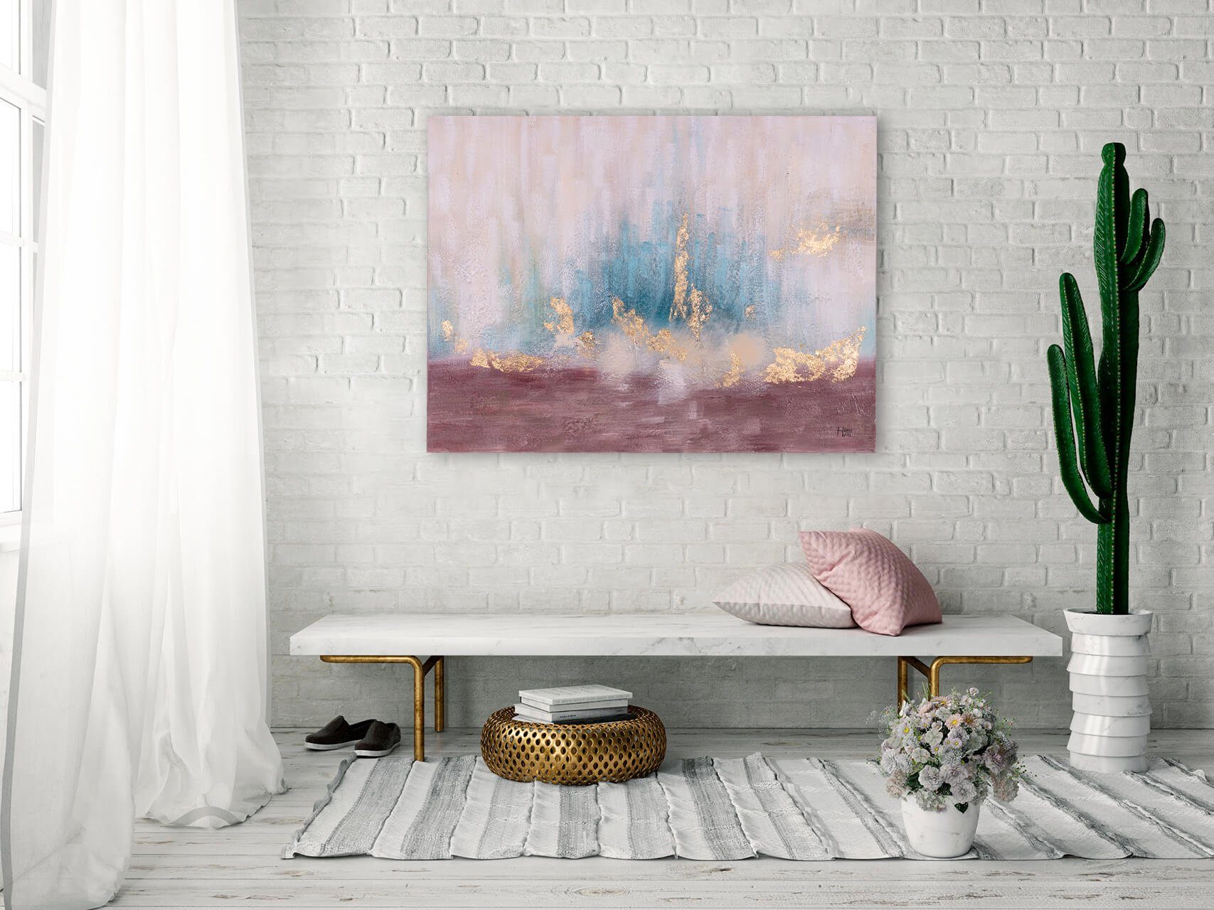 KUNSTLOFT Gemälde Macht der Erde 100x75 cm, Leinwandbild 100% HANDGEMALT Wandbild Wohnzimmer
