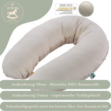 SEI Design Stillkissen Seitenschläferkissen Babynestchen Kuschelnest XXL, Schwangerschaftskissen mit Bezug, Musselin 100% Baumwolle