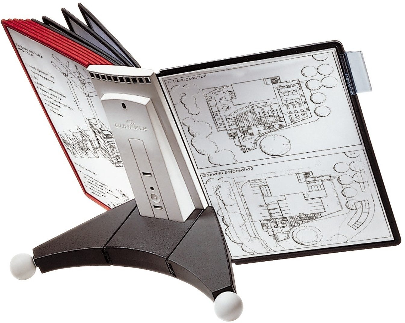 Fächermappe Sichttafelständer System table Sherpa mit 10 Tafeln grau/schwarz
