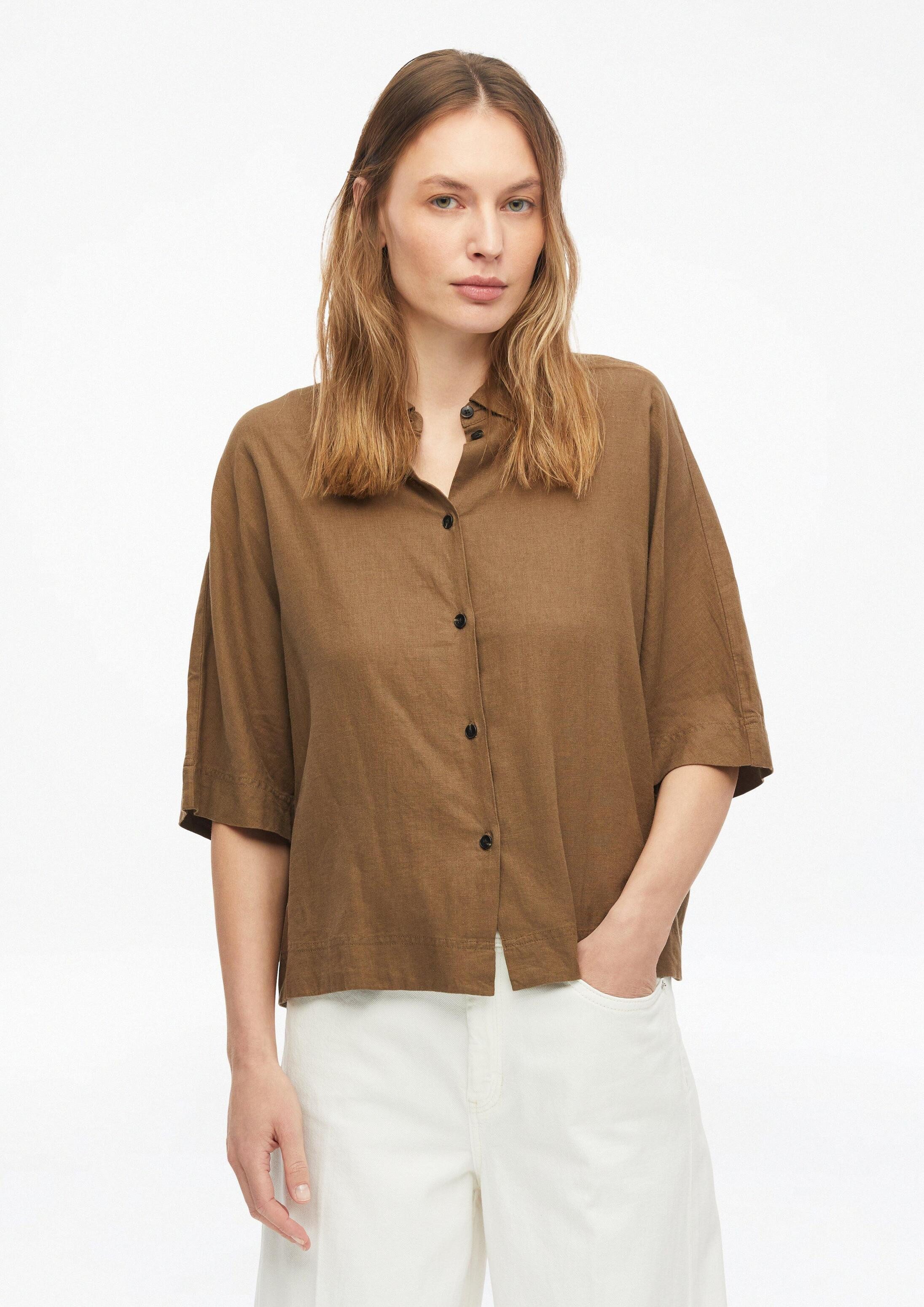 s.Oliver Kurzarmbluse Bluse Kurzarm-Bluse aus Leinenmix