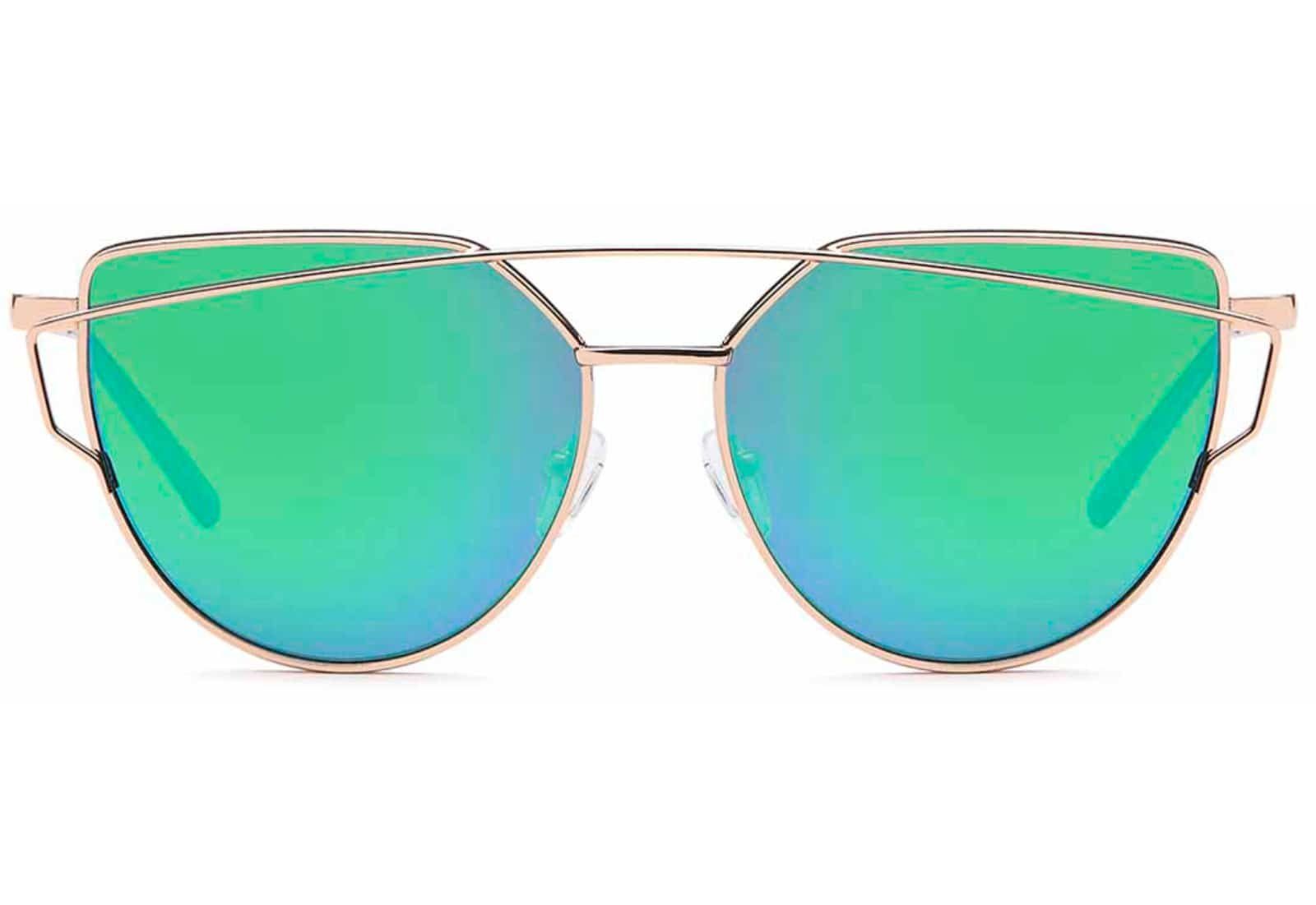 mit Designer Damen BEZLIT Pilotenbrille silber-verspiegelt Eyewear silber-hellblau Sonnenbrille schwarzen, Rundglas (1-St) Grün-Blau und rosa-grün,