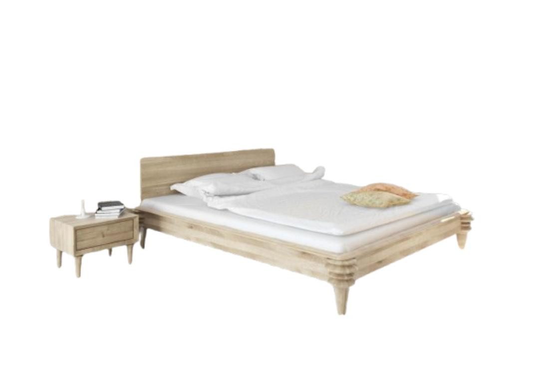 Natur24 Einzelbett Haris Bett 220 x 90 cm Wildeiche Bianco