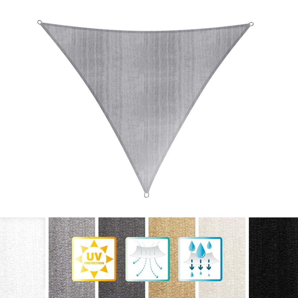 Lumaland Sonnensegel Sonnensegel dreieckig 3x3x3 m, Wetterbeständig 100% HDPE mit Stabilisator für UV Schutz