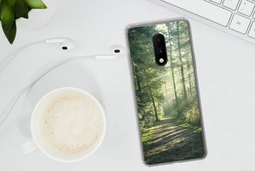 MuchoWow Handyhülle Wald - Weg - Sonne - Bäume - Grün - Natur, Phone Case, Handyhülle OnePlus 7, Silikon, Schutzhülle