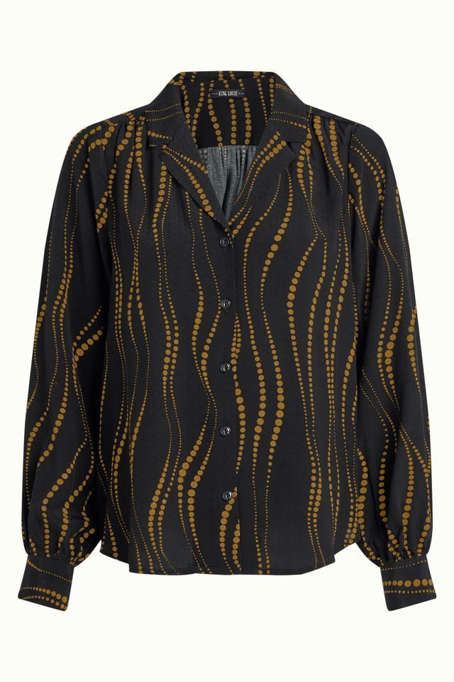 King Louie Langarmbluse - Bella Blouse Twirl – elegante Bluse mit Reverskragen