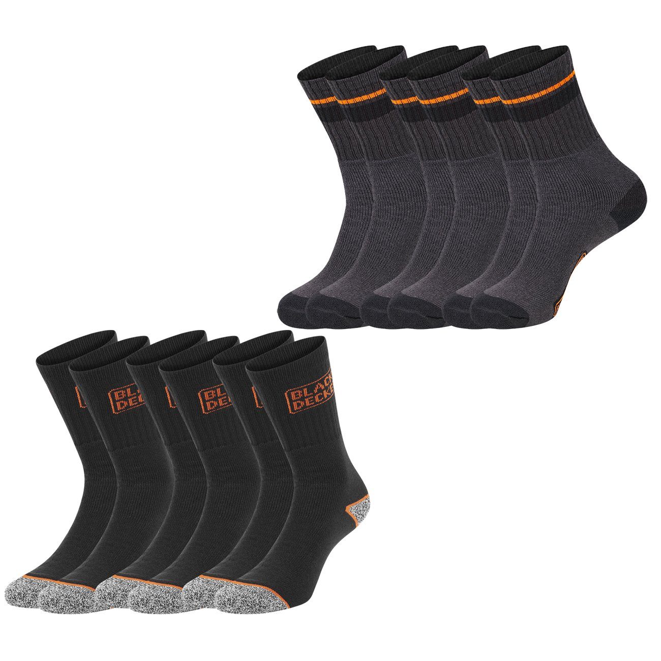 3 Paar Black & 3 Paar Black/Grey