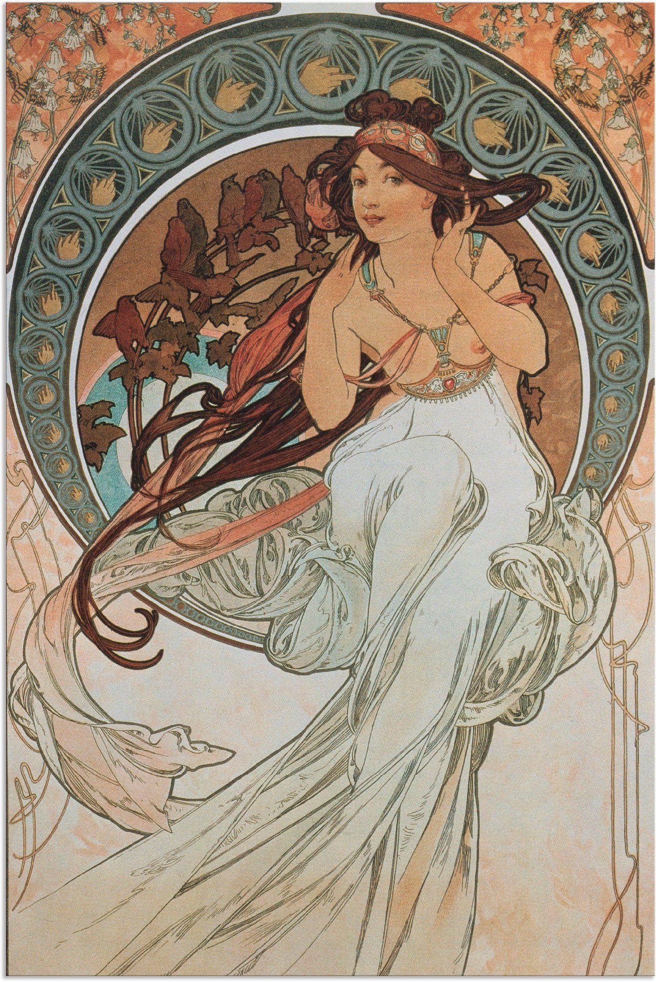 Artland Wandbild Vier Künste: Die Musik. 1898, Frau (1 St), als Alubild, Leinwandbild, Wandaufkleber oder Poster in versch. Größen