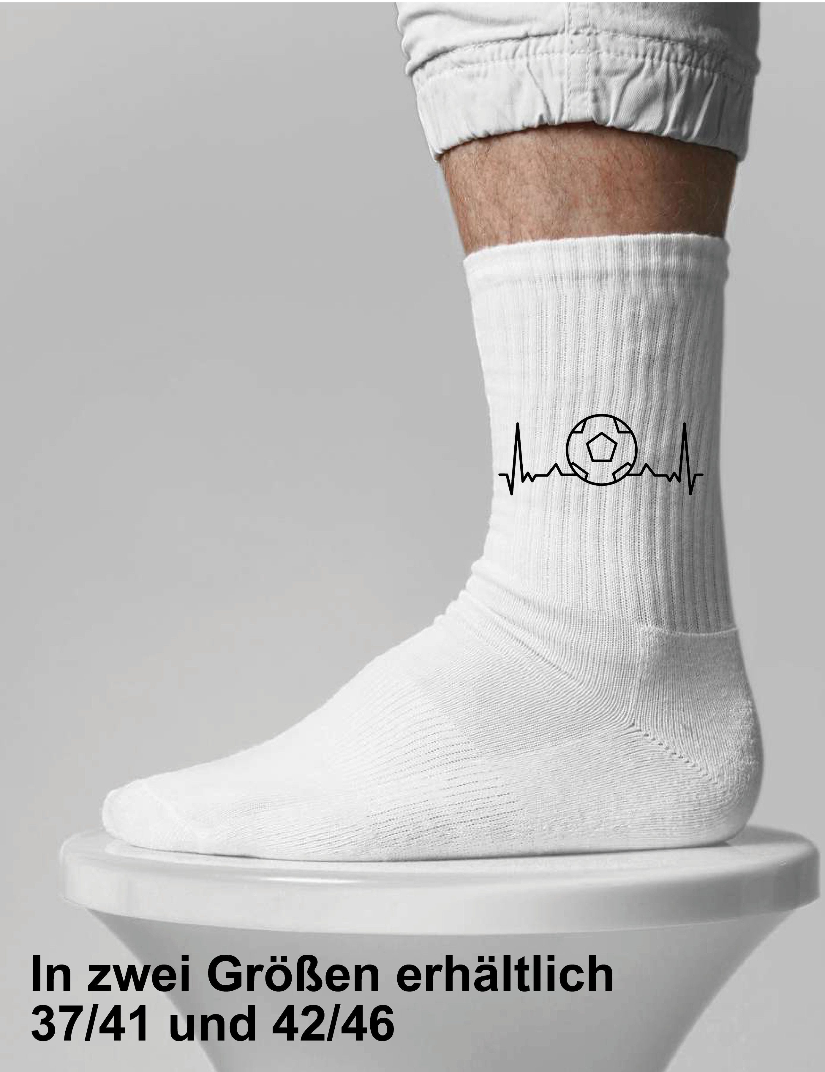 Youth Designz Tennissocken Unisex Socken "Heartbeat Fußball" Aufdruck lustig Geschenk Statement mit verstärkter Verse und Zehenbereich